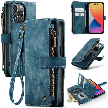 Caseme C30 iPhone 14 Pro Hülle Klapphülle Geldbörse - Blau