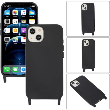 Mobigear Lanyard iPhone 14 Silikon Handykette - Schwarz