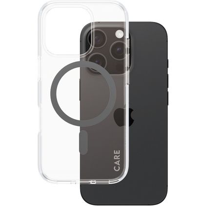 CARE by PanzerGlass Flagship iPhone 16 Pro MagSafe Hülle Hardcase Backcover - Transparent / Schwarz