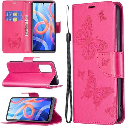 Mobigear Butterfly POCO M4 Pro 5G Hülle Klapphülle Geldbörse - Magenta