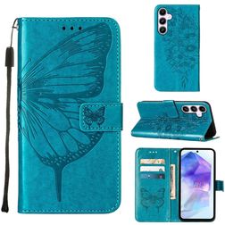 Mobigear Butterfly Samsung Galaxy A55 Hülle Klapphülle Geldbörse - Blau