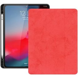 Mobigear Tri-Fold Gel iPad Pro 12.9 Zoll (2018) Hülle TPU,Kunstleder Klapphülle + Stifthalter - Rot