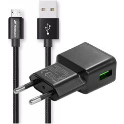 Mobigear Essentials Single USB Ladegerät Micro USB 1 Meter 12W 2.4A - Schwarz