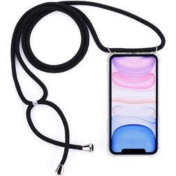 Mobigear Lanyard iPhone 11 Flexibles TPU Handykette - Transparent / Schwarz