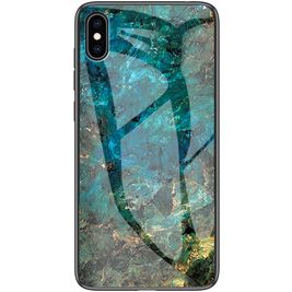 Mobigear Marble Glass iPhone X Hülle Gehärtetes Glas Backcover - Emerald