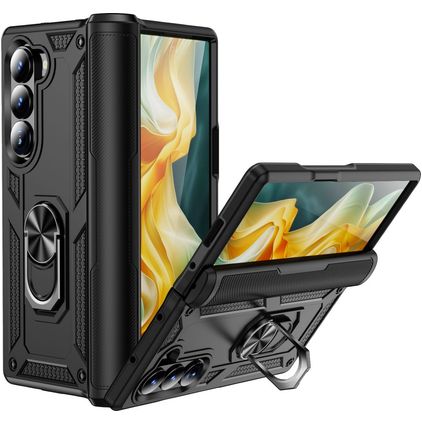 Mobigear Armor Ring Samsung Galaxy Z Fold 6 Hülle Hardcase Backcover Stoßfest mit Ringhalter - Schwarz