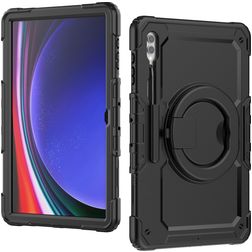 Mobilize Rotating Defender Samsung Galaxy Tab S9 Ultra Hülle Kunststoff,Silikon Backcover + Schulterträger + Ständer - Schwarz