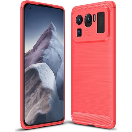 Mobigear Brushed Slim Xiaomi Mi 11 Ultra Hülle Flexibles TPU Backcover - Rot