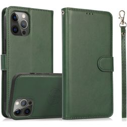 Mobigear Wallet iPhone 16 Pro Hülle Abnehmbare 2in1 Klapphülle Geldbörse - Grün