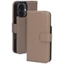 Mobiparts iPhone 16 MagSafe Hülle Echtes Leder Abnehmbare 2in1 Klapphülle Geldbörse - Taupe