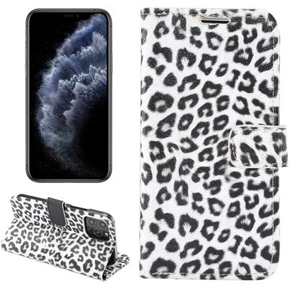 Mobigear Leopard iPhone 13 Hülle Klapphülle Geldbörse - Weiß