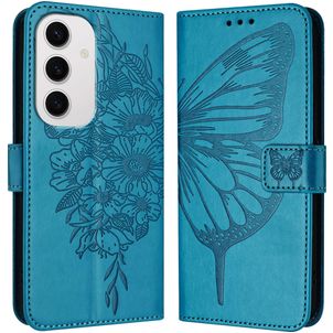 Mobigear Butterfly Samsung Galaxy S24 FE Hülle Klapphülle Geldbörse - Blau