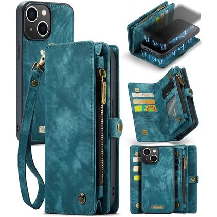 Caseme 008 iPhone 13 Hülle Abnehmbare 2in1 Klapphülle Geldbörse - Blau