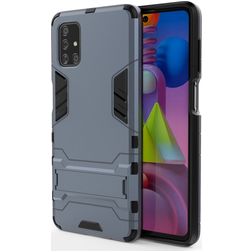 Mobigear Armor Stand Samsung Galaxy M51 Hülle Hardcase Backcover Stoßfest mit Ständer - Blau