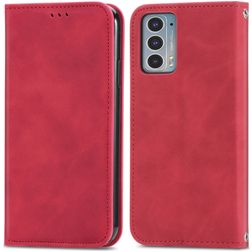 Mobigear Retro Slim Motorola Edge 20 Klapphülle Portemonnaie - Rot