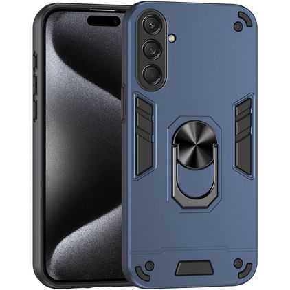 Mobigear Armor Ring Samsung Galaxy M55 Hülle Hardcase Backcover Stoßfest mit Ringhalter - Blau