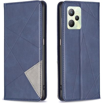Mobigear Rhombus Slim Realme C35 Hülle Klapphülle - Blau