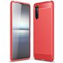 Mobigear Brushed Slim Sony Xperia 10 III Hülle Flexibles TPU Backcover - Rot