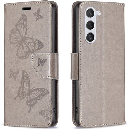Mobigear Butterfly Samsung Galaxy S24 Klapphülle Portemonnaie - Grau