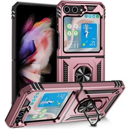 Mobigear Armor Ring Samsung Galaxy Z Flip 5 Hülle Hardcase Backcover Stoßfest mit Ringhalter - Roségold