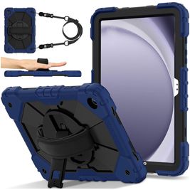 Mobigear SureGrip Xtreme Samsung Galaxy Tab A9 Plus (2023) Hülle Kunststoff,Silikon Backcover + Schulterträger + Ständer - Blau