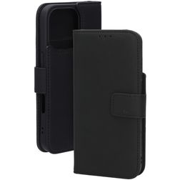 Mobiparts Wallet iPhone 16 Pro MagSafe Hülle Echtes Leder Klapphülle Geldbörse - Schwarz