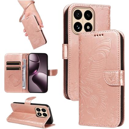 Mobigear Butterfly Xiaomi 15T Hülle Klapphülle Geldbörse - Roségold
