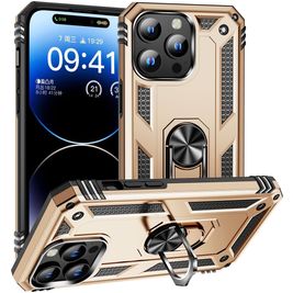 Mobigear Armor Ring iPhone 16 Pro Max Hülle Hardcase Backcover Stoßfest mit Ringhalter - Gold