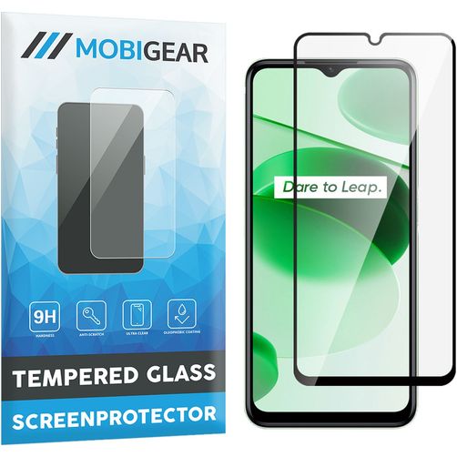 Mobigear Premium Realme C35 Panzerglas Displayschutz - Hüllenfreundlich - Schwarz