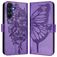 Mobigear Flowers Samsung Galaxy A17 Hülle Klapphülle Geldbörse - Lila