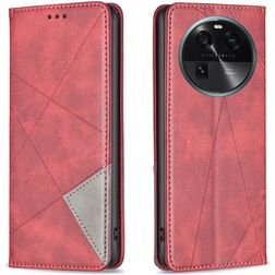 Mobigear Rhombus Slim OPPO Find X6 Hülle Klapphülle - Rot