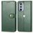 Mobigear Snap Button Motorola Edge 30 Pro Klapphülle Portemonnaie - Grün