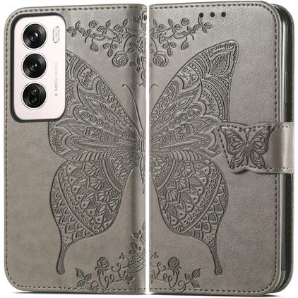 Mobigear Butterfly OPPO Reno 12 Pro Hülle Klapphülle Geldbörse - Grau