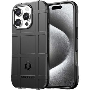 Mobigear Rugged Shield iPhone 16 Pro Max Hülle Flexibles TPU Backcover Stoßfest - Schwarz