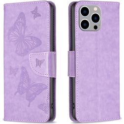 Mobigear Butterfly iPhone 15 Pro Max Hülle Klapphülle Geldbörse - Lila