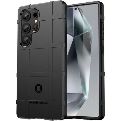 Mobigear Rugged Shield Samsung Galaxy S25 Ultra Hülle Flexibles TPU Backcover Stoßfest - Schwarz