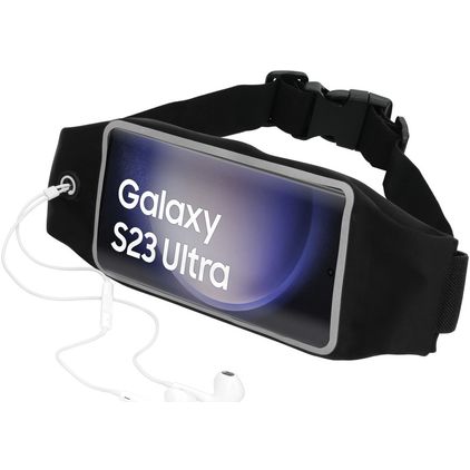 Mobiparts Comfort Fit Belt Handyhalterung Joggen Samsung Galaxy S23 Ultra Sporthülle Neopren Gürtel - Schwarz