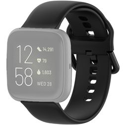 Mobigear Sport Buckle Silikon Fitbit Versa 2 Armband Dornschließe - Schwarz