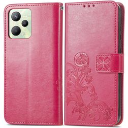 Mobigear Clover Realme C35 Hülle Klapphülle Geldbörse - Magenta