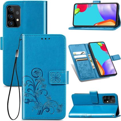 Mobigear Clover Samsung Galaxy A52 Hülle Klapphülle Geldbörse - Blau
