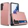 Mobigear Card Samsung Galaxy S21 Hülle Hardcase Backcover Stoßfest mit Kartenhalter - Roségold