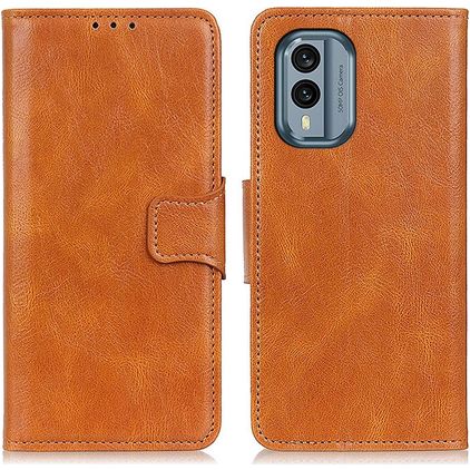 Mobigear Classy Nokia X30 Hülle Klapphülle Geldbörse - Cognac