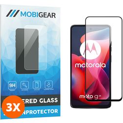 Mobigear Premium Motorola Moto G24 Panzerglas Gehärtetes Glas Displayschutz - Hüllenfreundlich - Schwarz (3er Pack)