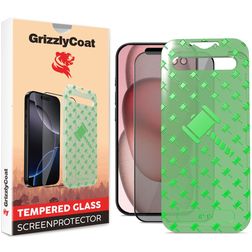GrizzlyCoat Easy Align AntiSpy iPhone 16 Panzerglas Gehärtetes Glas Displayschutz Privacy - Hüllenfreundlich + Applikator - Schwarz