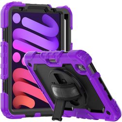 Mobigear SureGrip Xtreme iPad Mini 6 (2021) Hülle Kunststoff,Silikon Backcover + Stifthalter + Schulterträger + Ständer - Lila