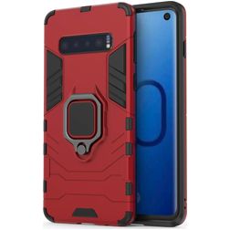 Mobigear Armor Ring Samsung Galaxy S10 Hülle Hardcase Backcover Stoßfest mit Ringhalter - Rot
