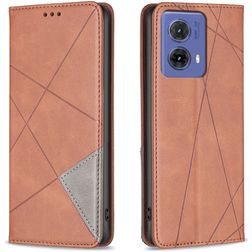 Mobigear Rhombus Slim Motorola Moto G85 Hülle Klapphülle - Braun