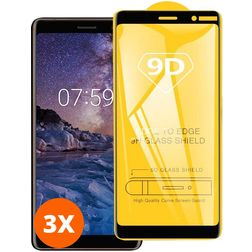 Mobigear Premium Nokia 3.1 Plus Panzerglas Gehärtetes Glas Displayschutz - Hüllenfreundlich - Schwarz (3er Pack)