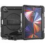 Mobigear SureGrip Xtreme iPad Pro 12.9 Zoll (2022) Hülle Kunststoff,Silikon Backcover + Stifthalter + Schulterträger + Ständer - Schwarz