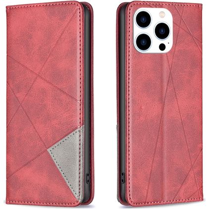 Mobigear Rhombus Slim iPhone 16 Pro Max Hülle Klapphülle - Rot